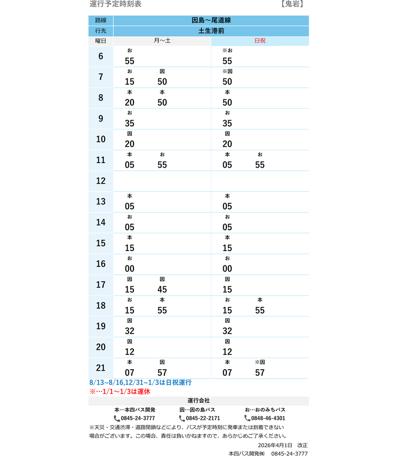 時刻表